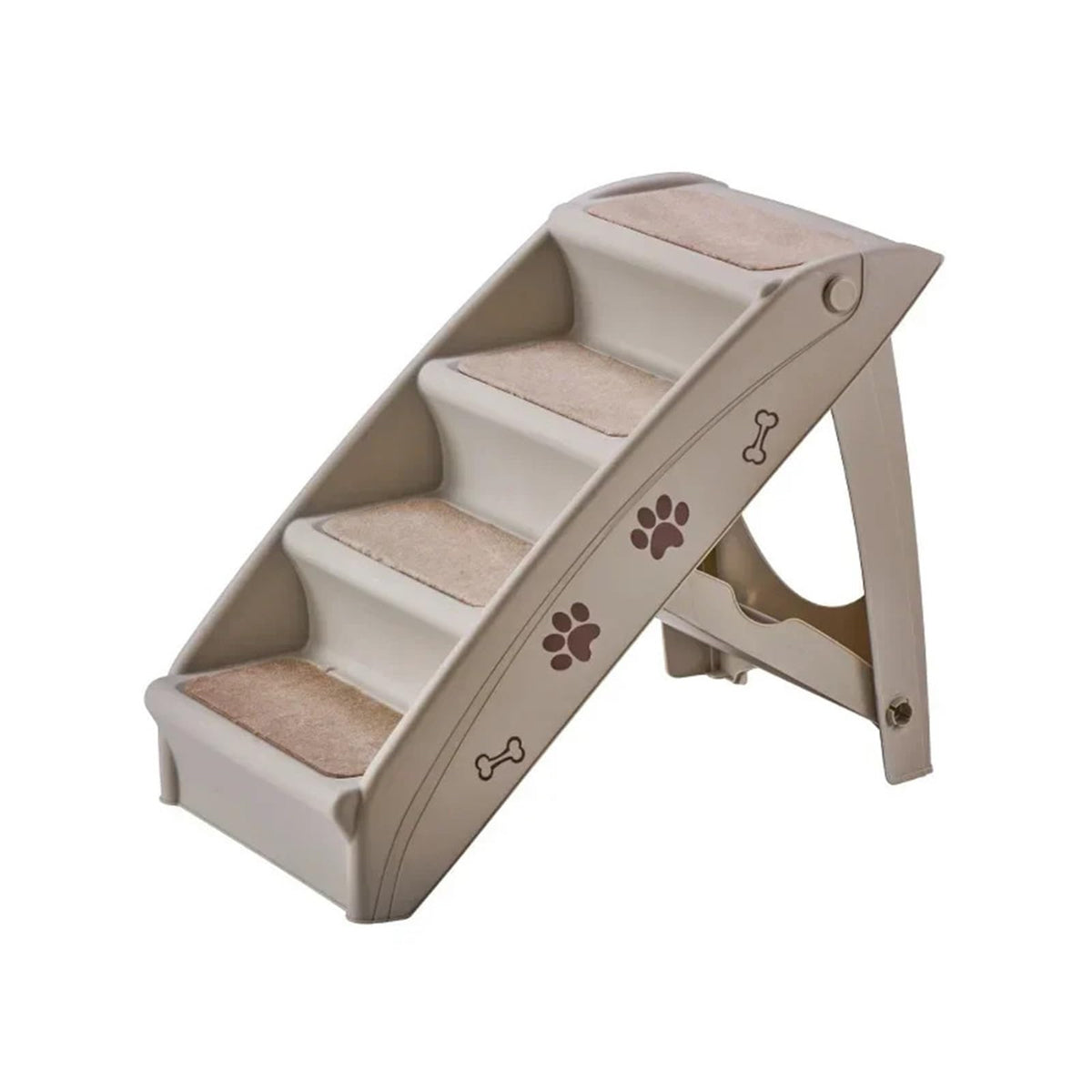 Folding Plastic 4 Steps Non-Slip Dog Stairs Light Gray T864280