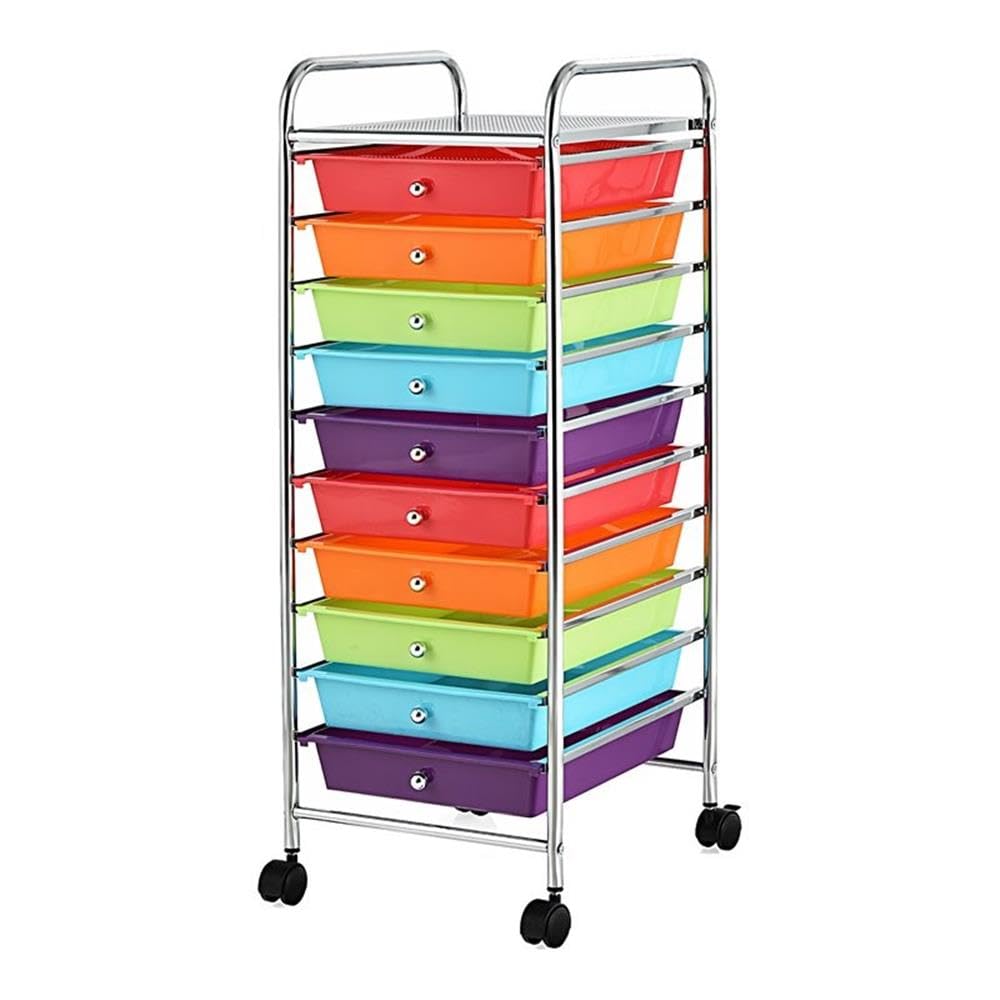 10 Drawer Rolling Storage Cart with Lockable Casters W287763