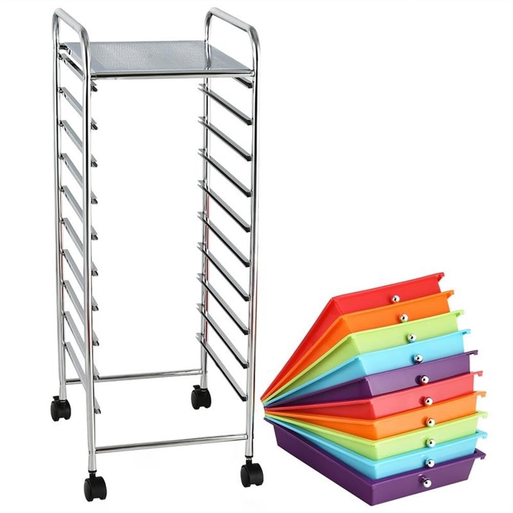 10 Drawer Rolling Storage Cart with Lockable Casters W287763