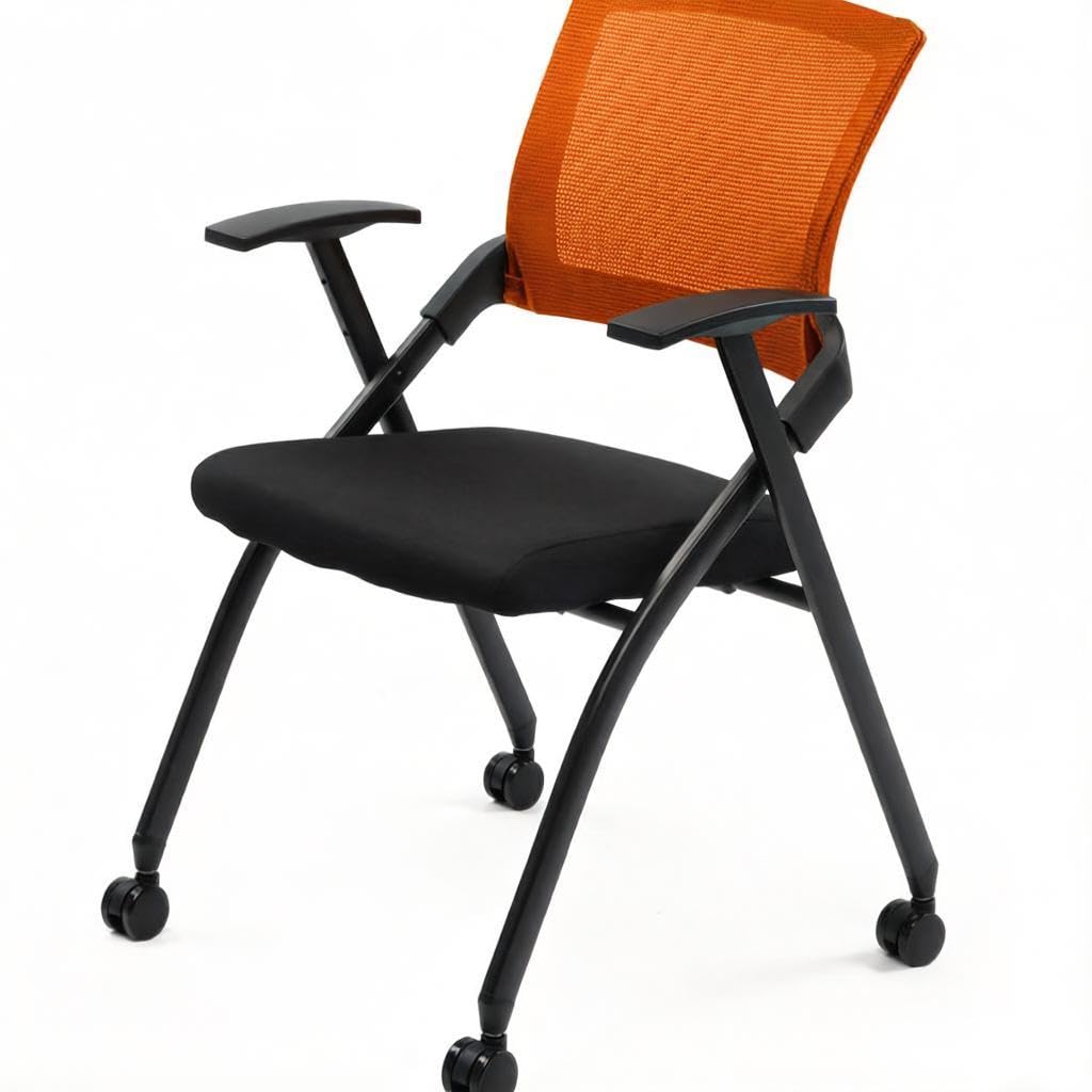 Black Stackable Folding Office Chair with Wheels X87430