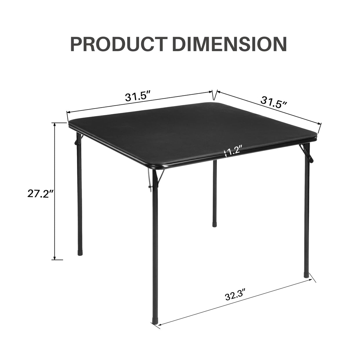 Square Folding Card Table 31.5 Inch PVC Top Metal Frame J686469