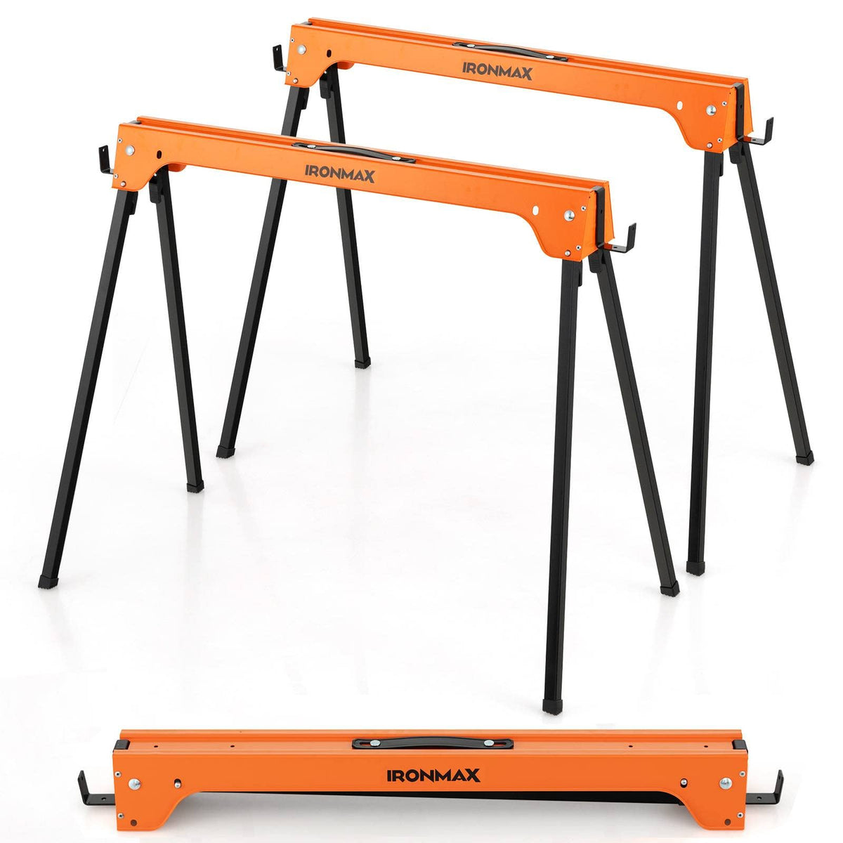 Folding Saw Horses 2 Pack 2644 LBS Capacity with Hooks F416
