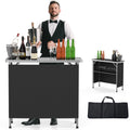 Portable 2-Tier Mobile Bar Table with Black Skirt I9895