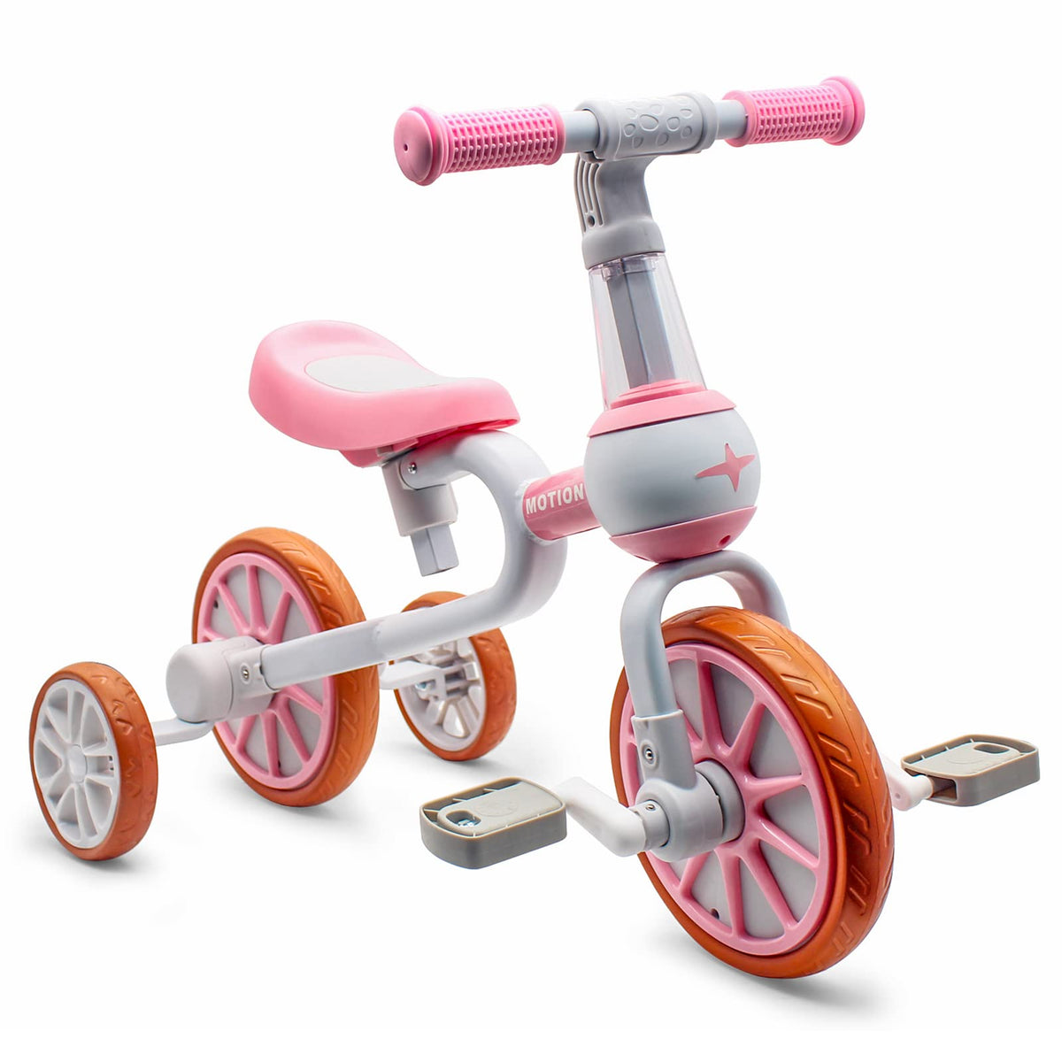 3 in 1 Toddler Bike with Adjustable Seat, Detachable Pedal and Training Wheels, Pink Z22583