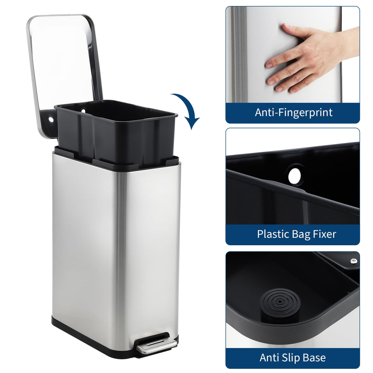 Stainless Steel Step Trash Can 13.2 Gallon O162367