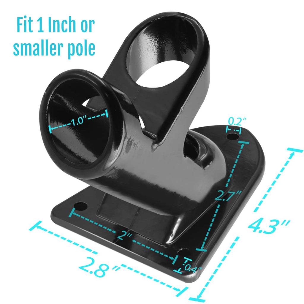 Two-Position Flag Pole Holder Mounting Bracket Aluminum 1" Inner Diameter Black H244714