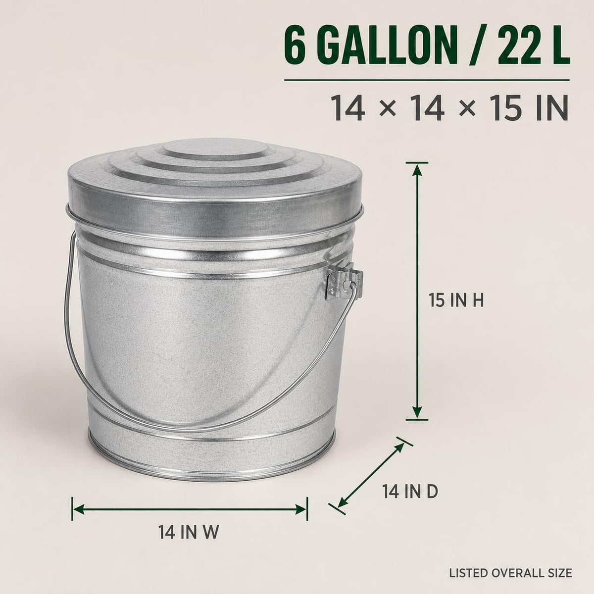 6 Gal Galvanized Steel Storage Can with Locking Lid L92053