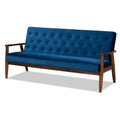 Navy Blue Velvet Upholstered 3-seater Sofa W607
