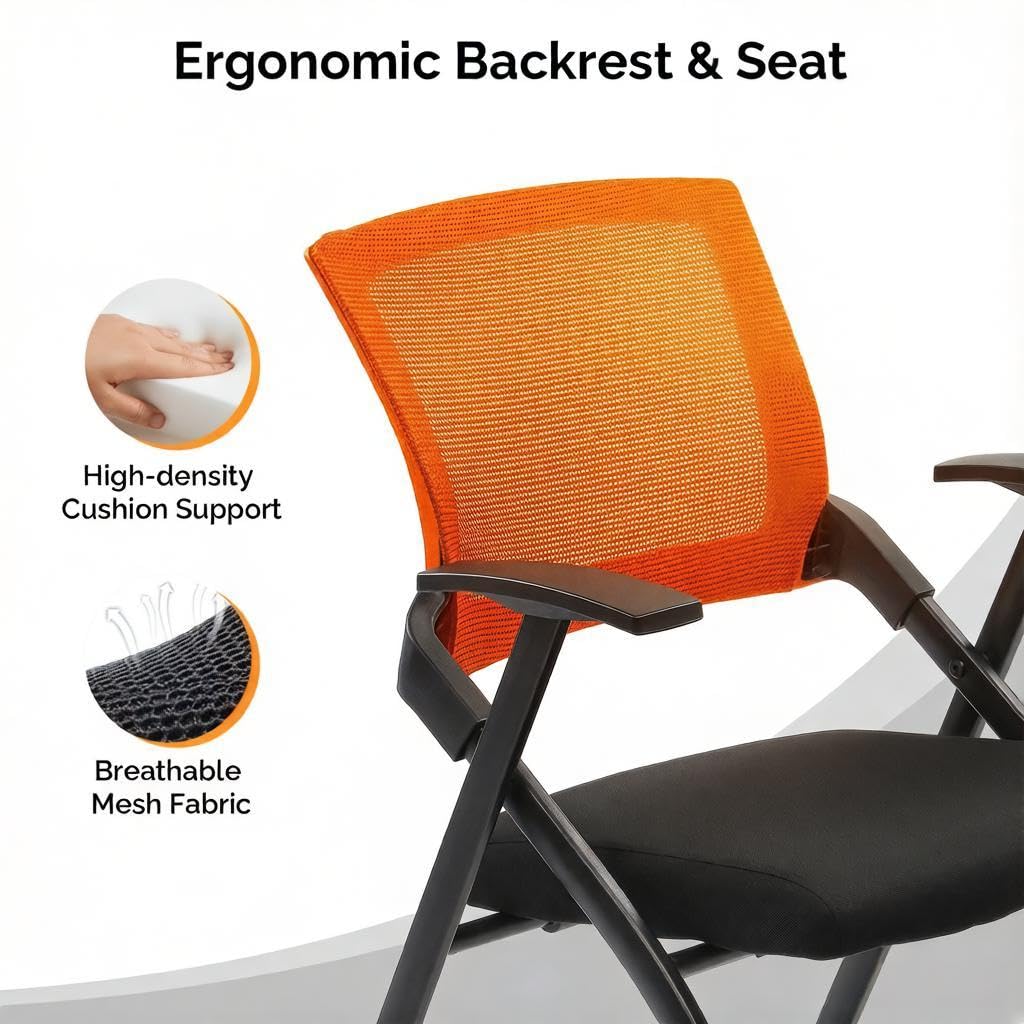 Black Stackable Folding Office Chair with Wheels X87430