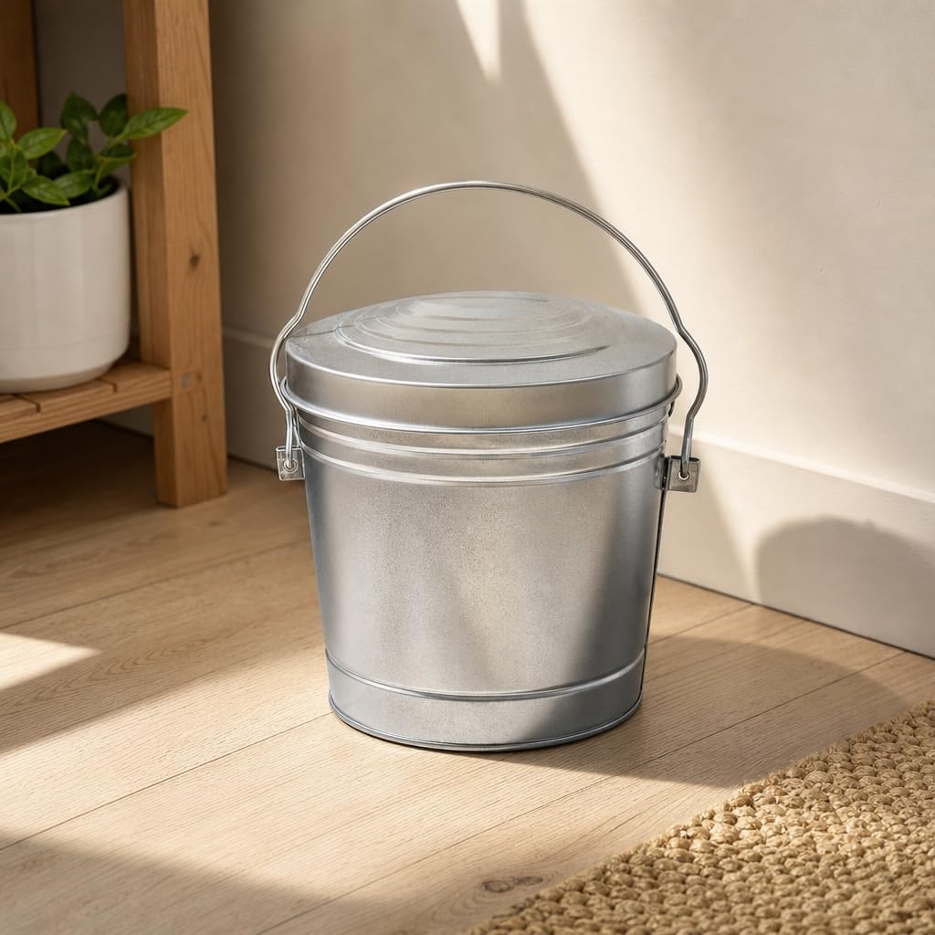6 Gal Galvanized Steel Storage Can with Locking Lid V553