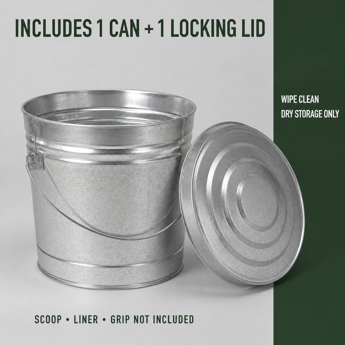 6 Gal Galvanized Steel Storage Can with Locking Lid L92053