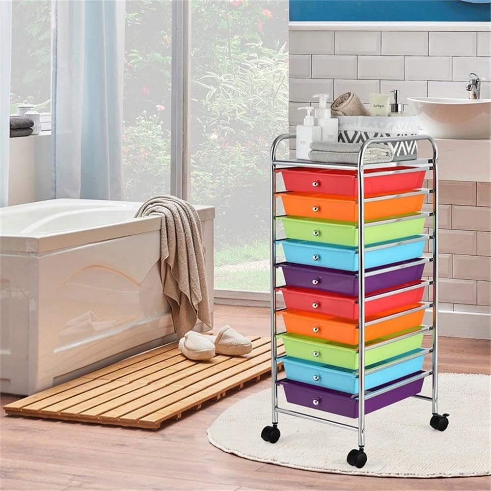 10 Drawer Rolling Storage Cart with Lockable Casters W287763