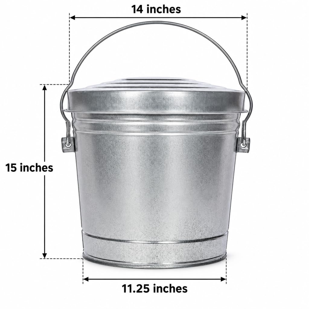 6 Gal Galvanized Steel Storage Can with Locking Lid V553