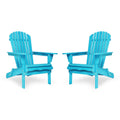 Light Blue Solid Cedar Wood Folding Adirondack Chair Set of 2 A7347