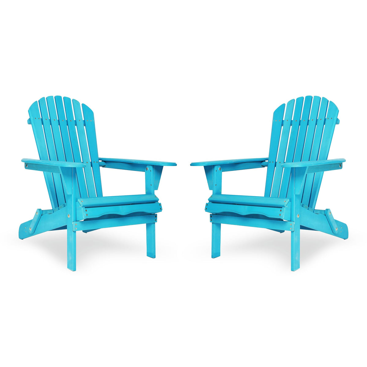 Light Blue Solid Cedar Wood Folding Adirondack Chair Set of 2 A7347