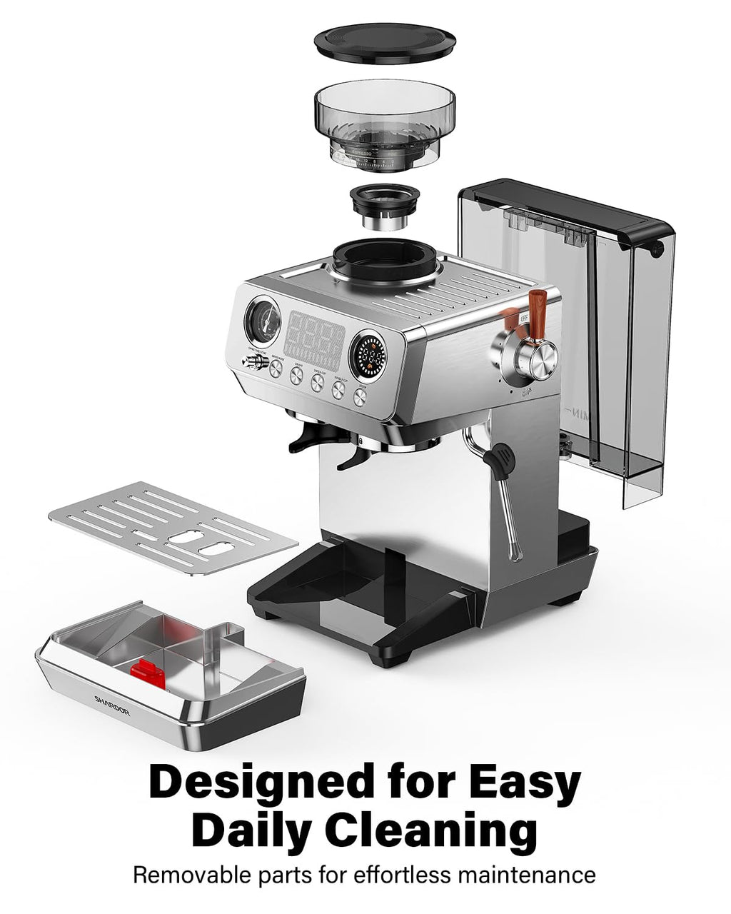 20 Bar Espresso Machine with Built-In Grinder H2607