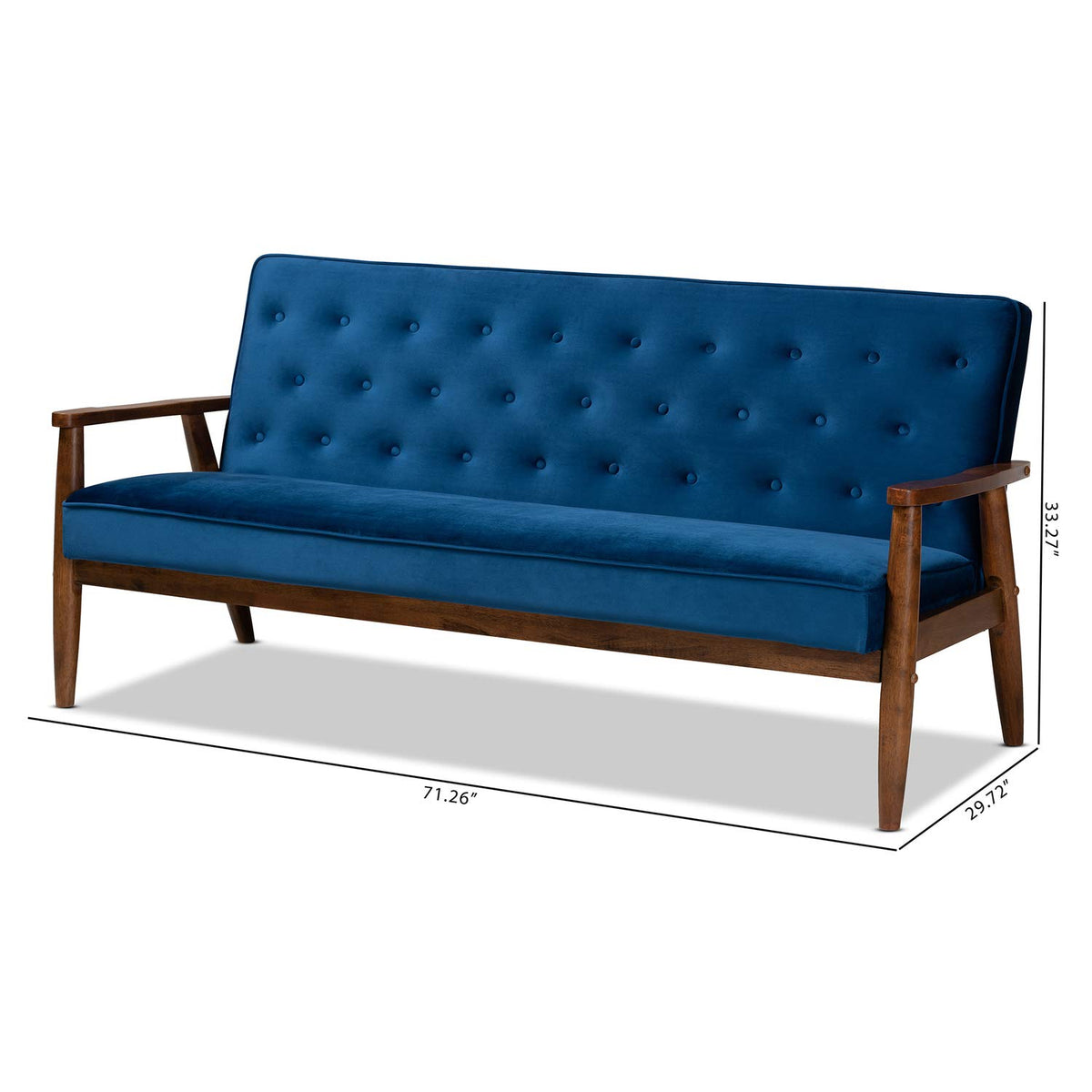 Navy Blue Velvet Upholstered 3-seater Sofa W607