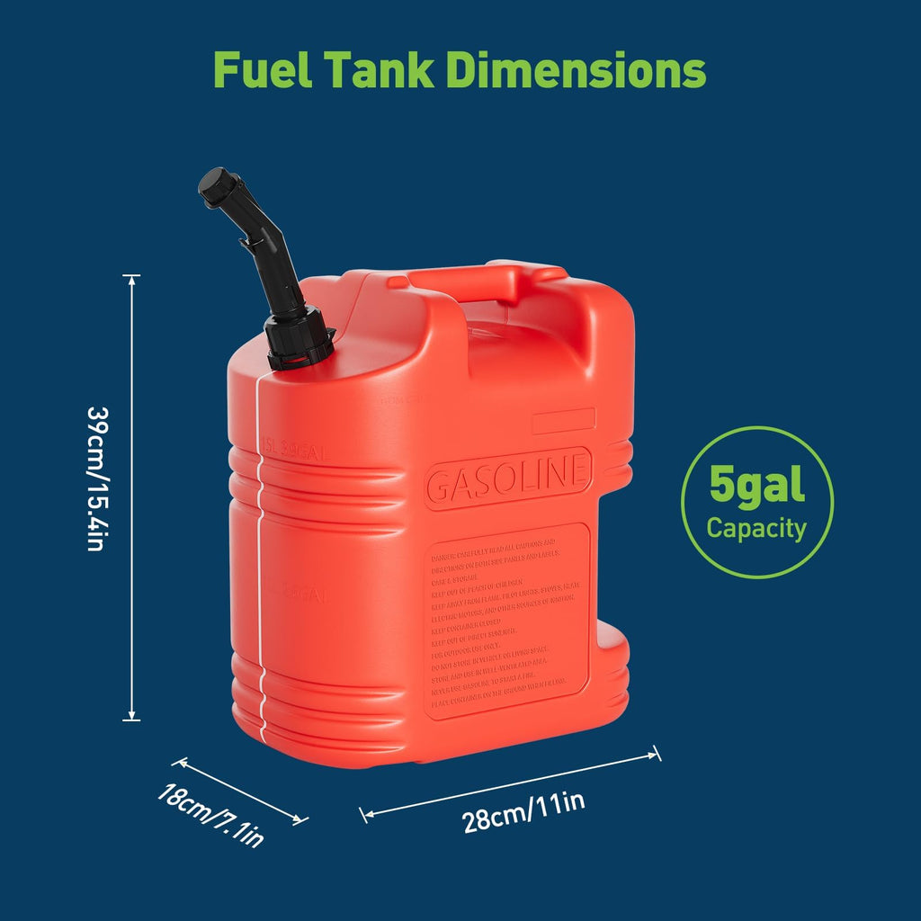 40L Portable Transfer Tank 5 Gal with L-Shaped Handle Red 4PC I3178
