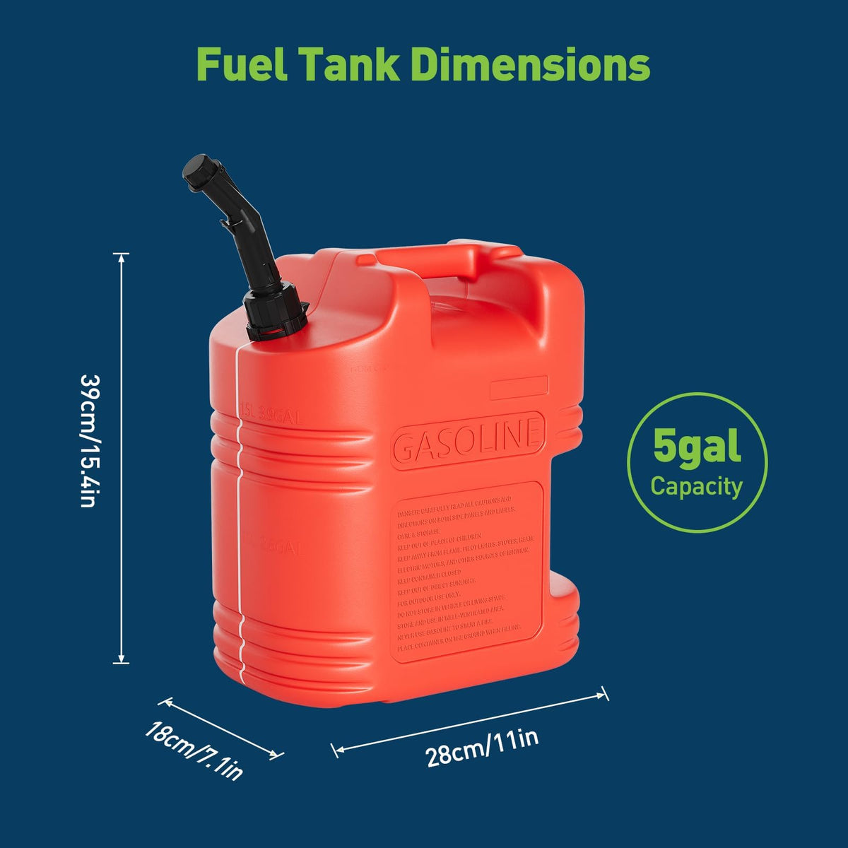 40L Portable Transfer Tank 5 Gal with L-Shaped Handle Red 4PC I3178