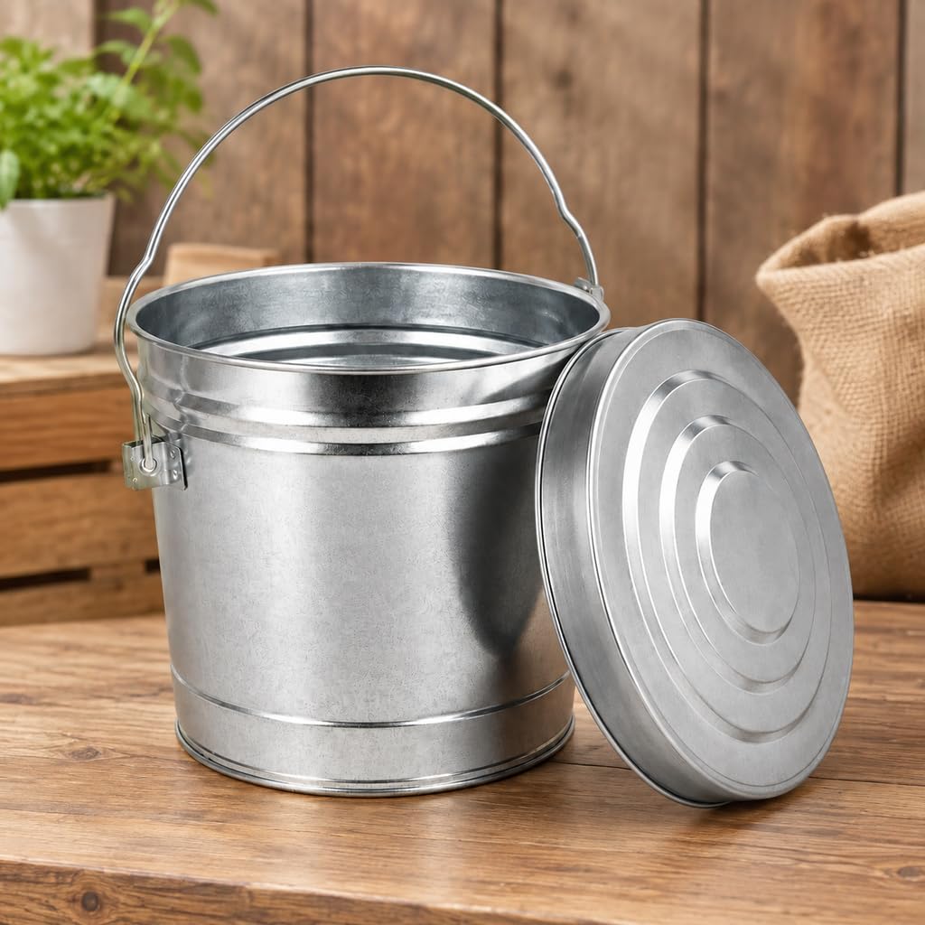 6 Gal Galvanized Steel Storage Can with Locking Lid L92053