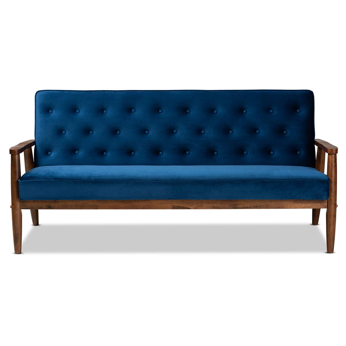 Navy Blue Velvet Upholstered 3-seater Sofa W607