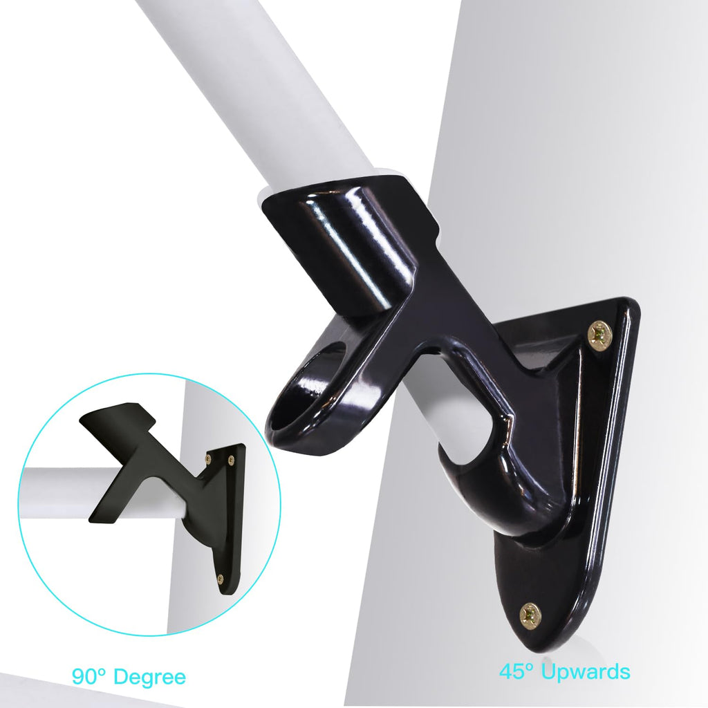 Two-Position Flag Pole Holder Mounting Bracket Aluminum 1" Inner Diameter Black H244714