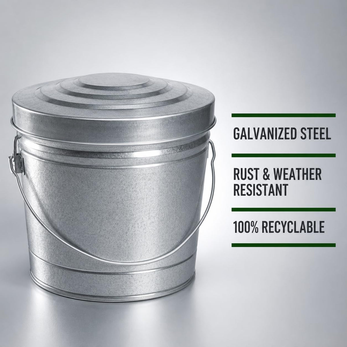 6 Gal Galvanized Steel Storage Can with Locking Lid L92053