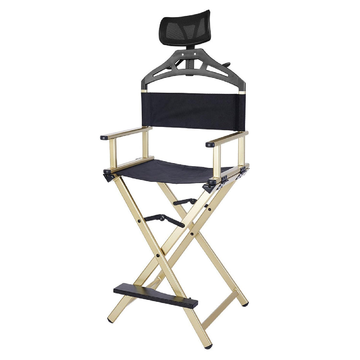Foldable Stool with Head Rest, Portable Camping Chair, Supports Up to 300 Lbs, Gold W43787