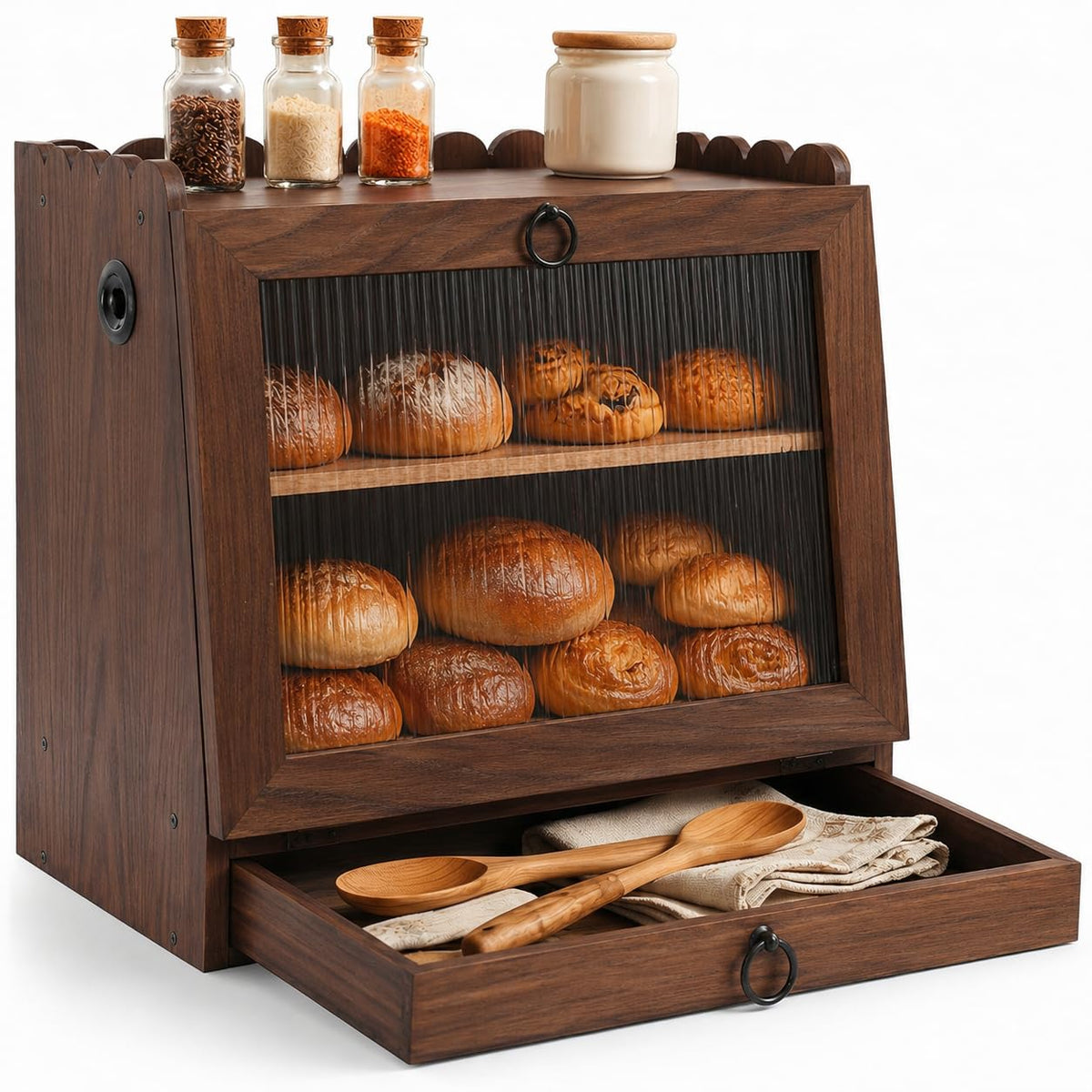 Wooden Double Layer Bread Box B272990