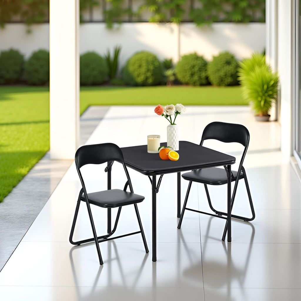 Square Folding Card Table 31.5 Inch PVC Top Metal Frame J686469