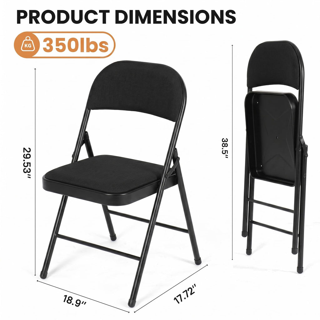 10 Pack Black Padded Folding Chairs U539