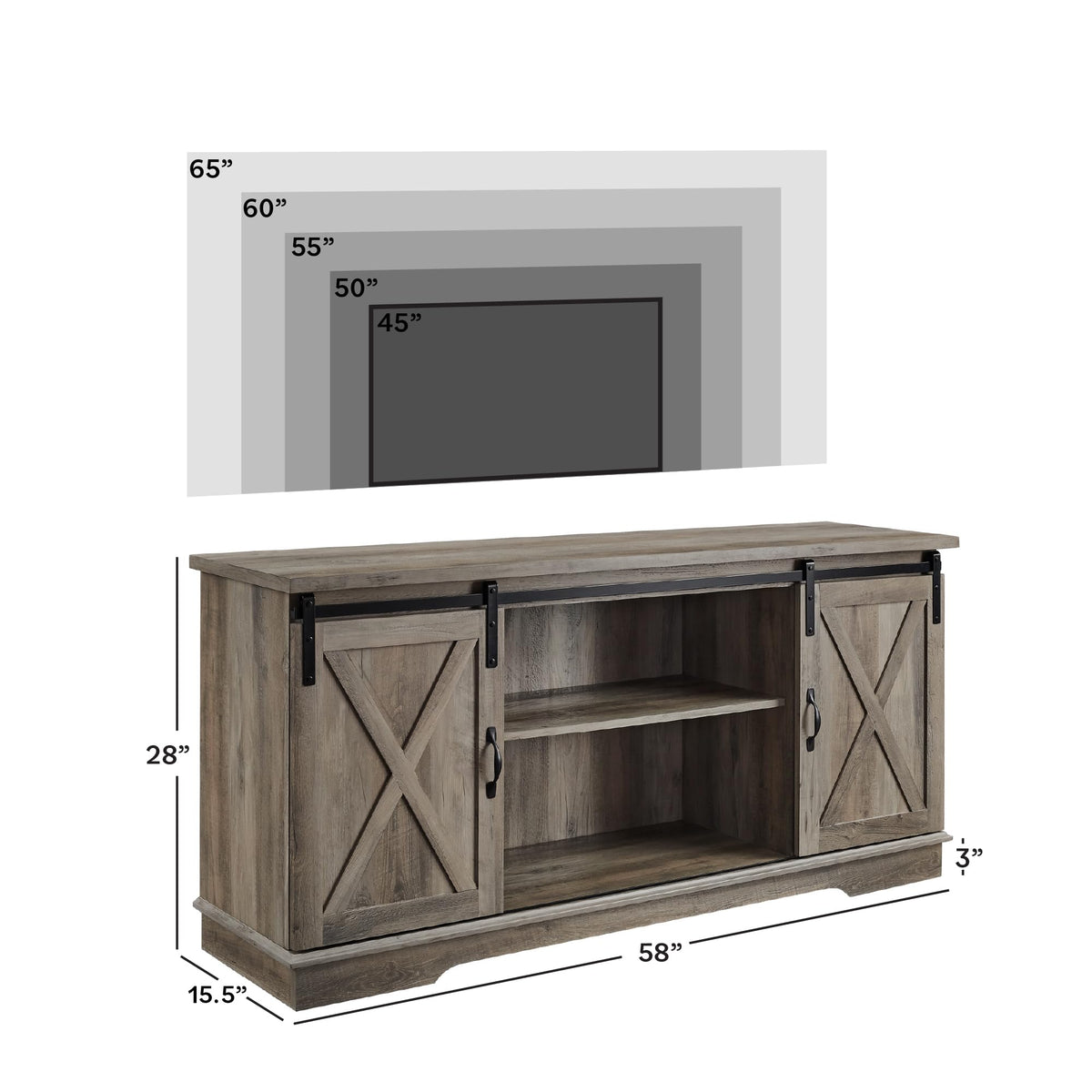 Grey Wash 58 Inch TV Stand G180