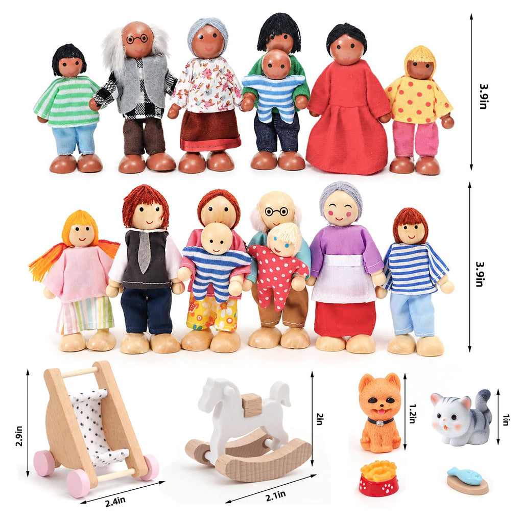 Wooden Dollhouse Family Set Figures P933