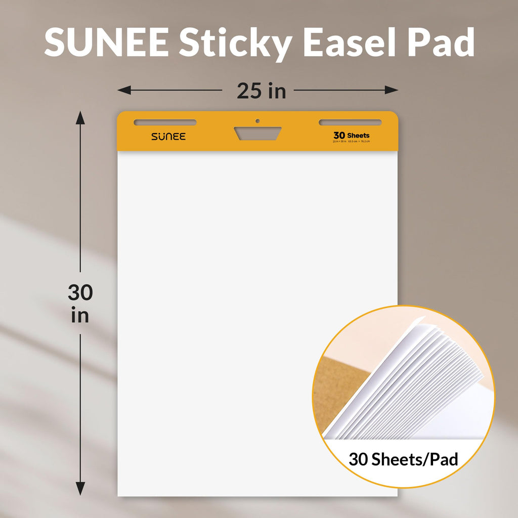 Self Stick Flip Chart Paper, 25x30 Inches, 30 Sheets/Pad, 4 Pack C7543