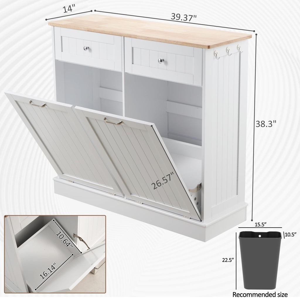 White 2x13 Gallons Tilt Out Trash Can Cabinet L36994