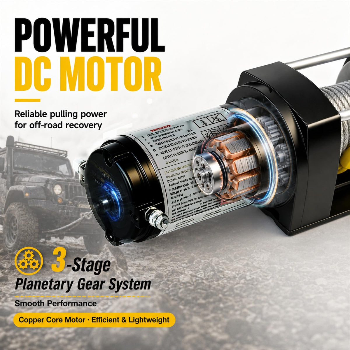 12V DC Electric Winch with Steel Cable Y2243