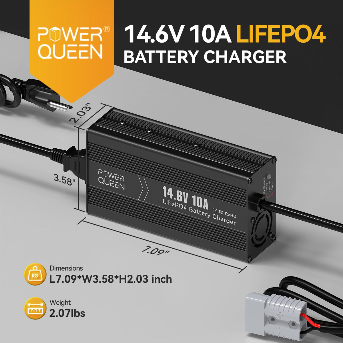 12V 50Ah LiFePO4 Battery with 14.6V 10A Charger V75847
