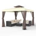 10'x10' Waterproof UV-Resistant 2-Tier Canopy Tent with Mosquito Netting F8028