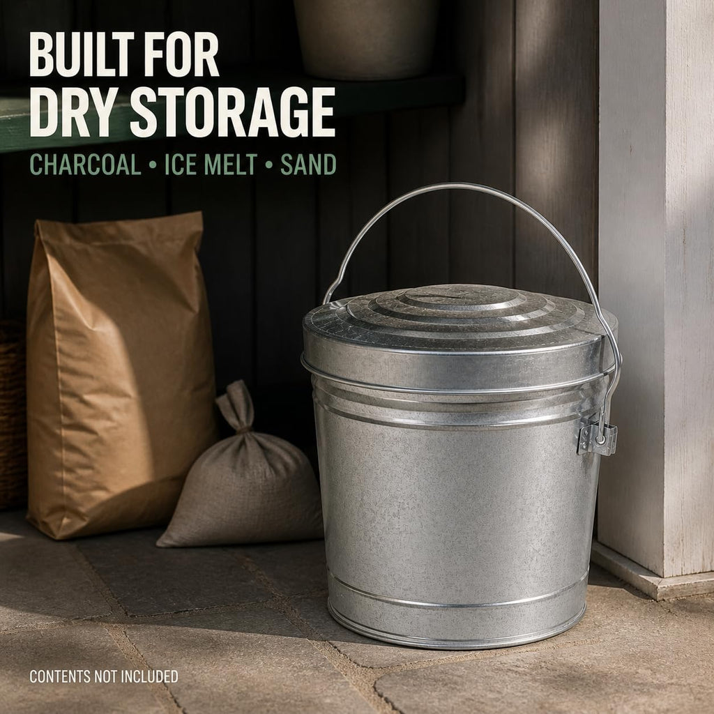 6 Gal Galvanized Steel Storage Can with Locking Lid L92053