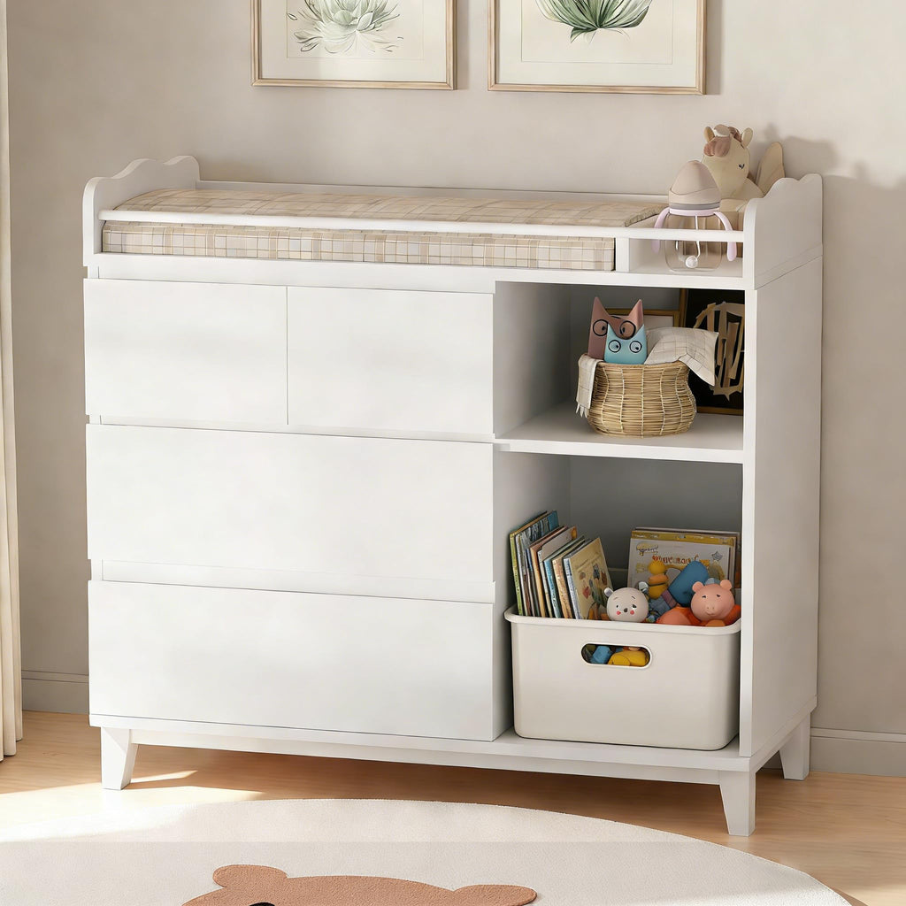White Baby Changing Table with 4 Drawers J41668