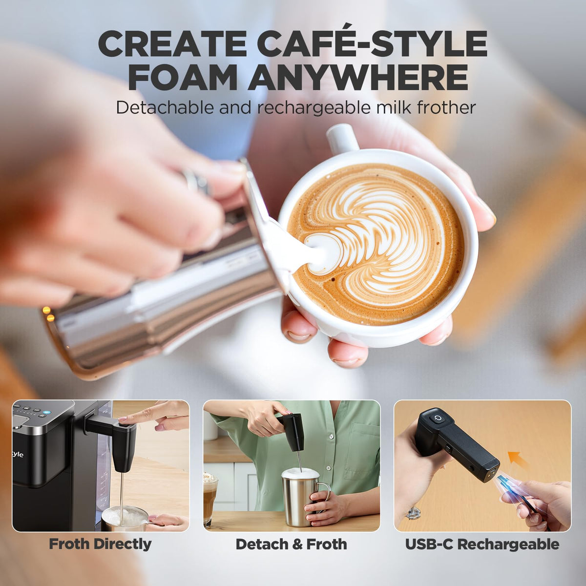 Single Serve Coffee Maker with Milk Frother U544