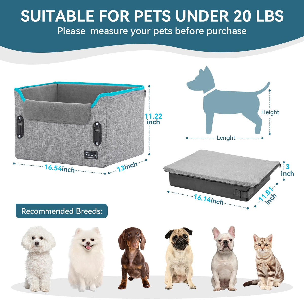 Foldable Dog Booster Car Seat with Safety Tether R3592