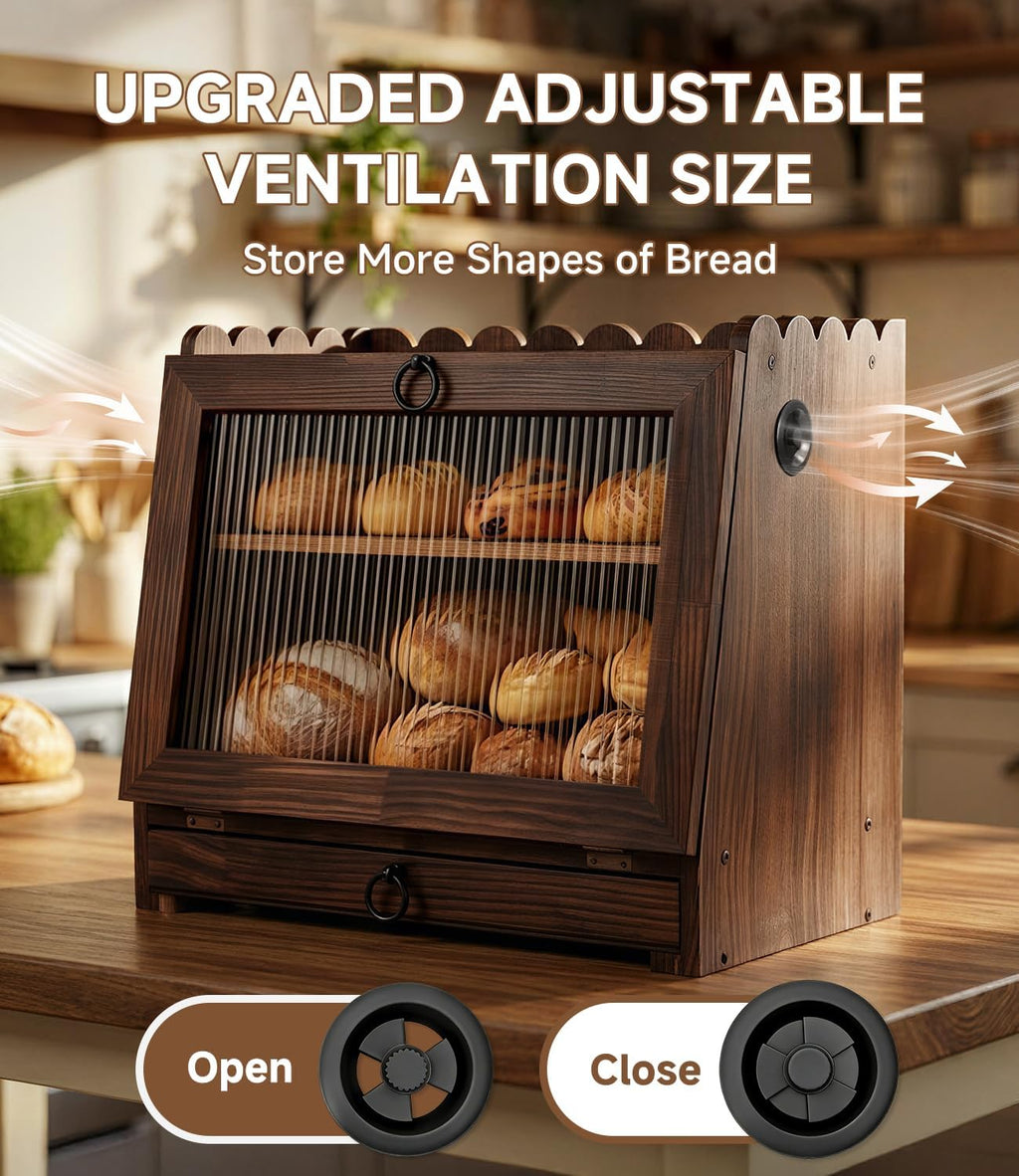 Wooden Double Layer Bread Box B272990