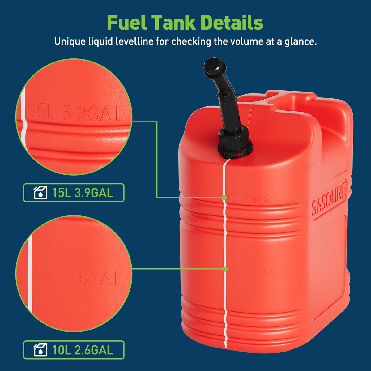 40L Portable Transfer Tank 5 Gal with L-Shaped Handle Red 4PC I3178