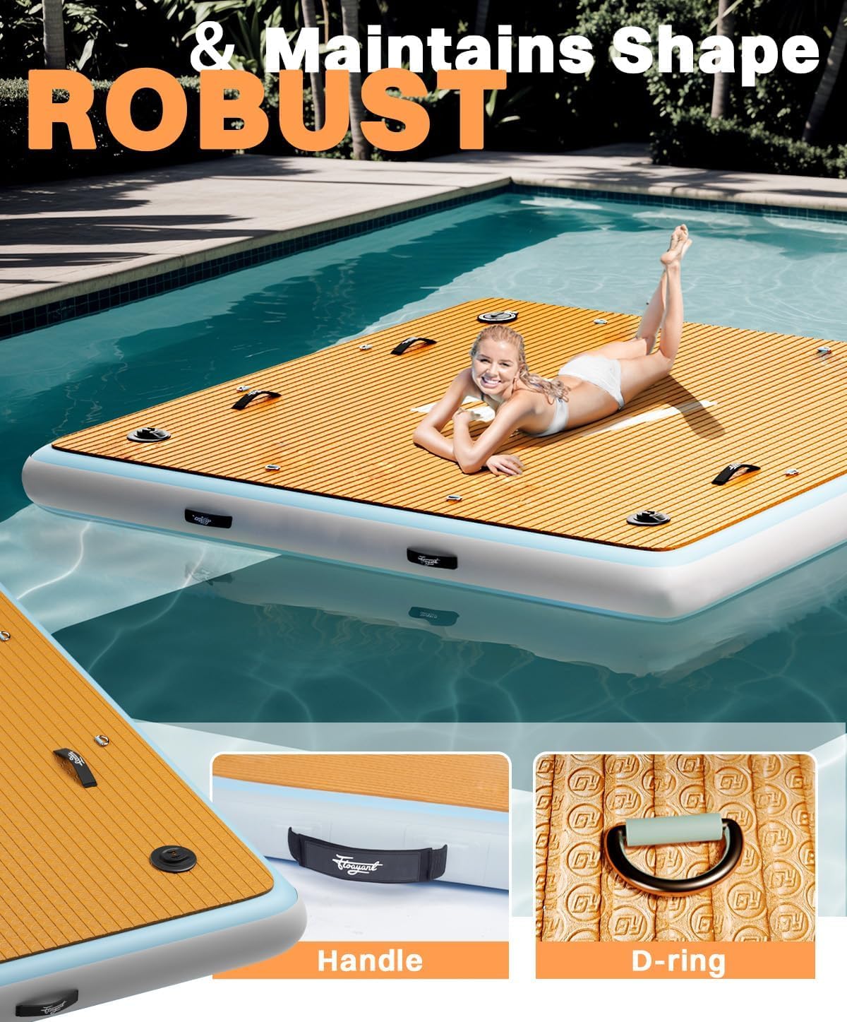7×7' Inflatable Floating Dock with Ladder N584655