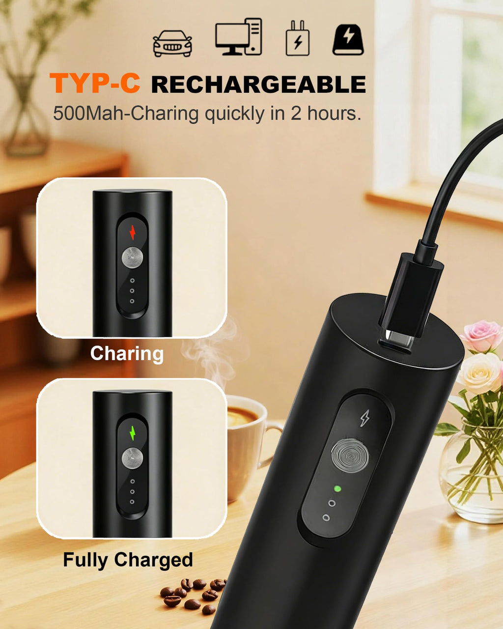 Rechargeable Handheld Milk Frother R438