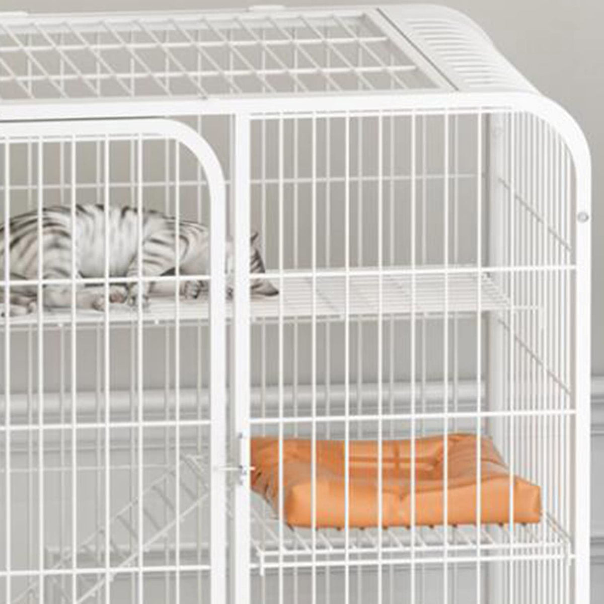 3-Tier Metal Wire Cat Cage with Hammock and Casters U800959