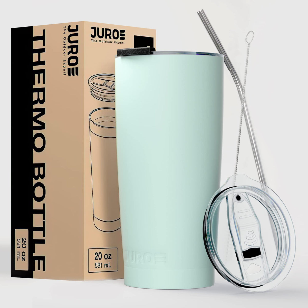 20 oz Stainless Steel Vacuum Insulated Tumbler with Lid and Straw P860477