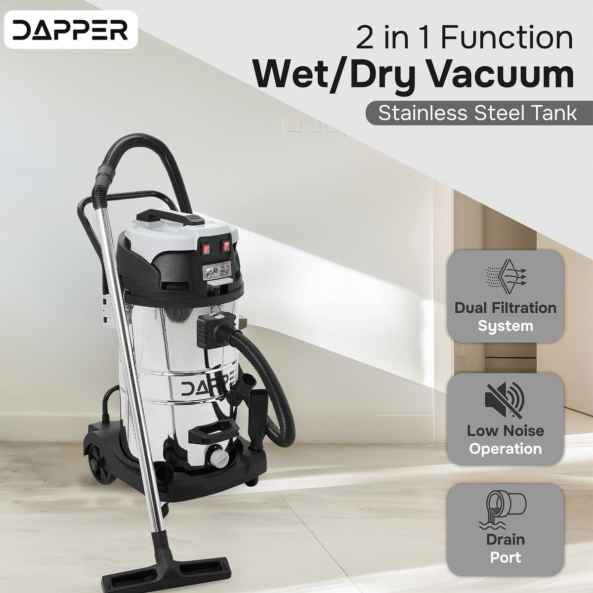 21 Gallon 8.5 Peak HP Stainless Steel Wet/Dry Shop Vacuum C376