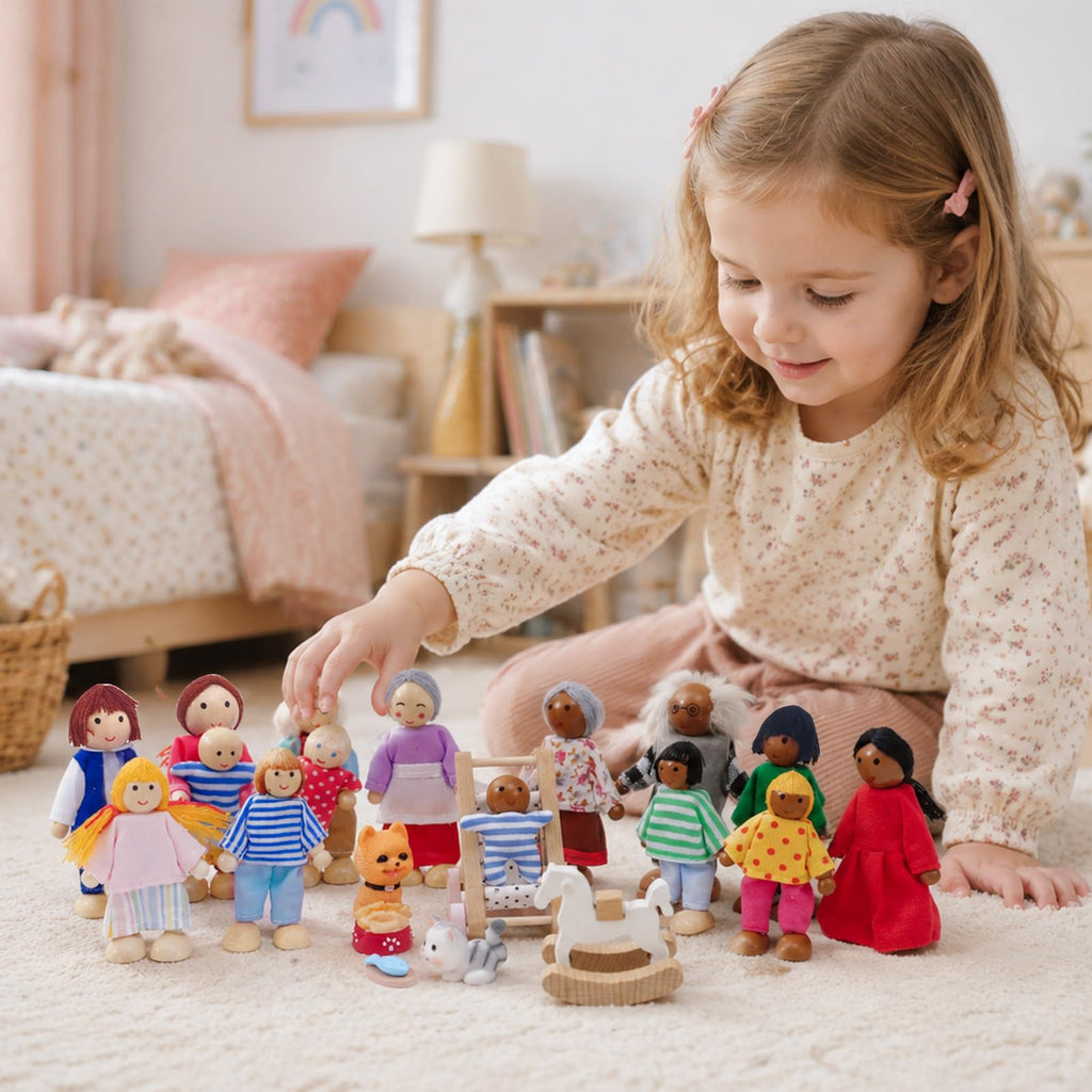 Wooden Dollhouse Family Set Figures P933